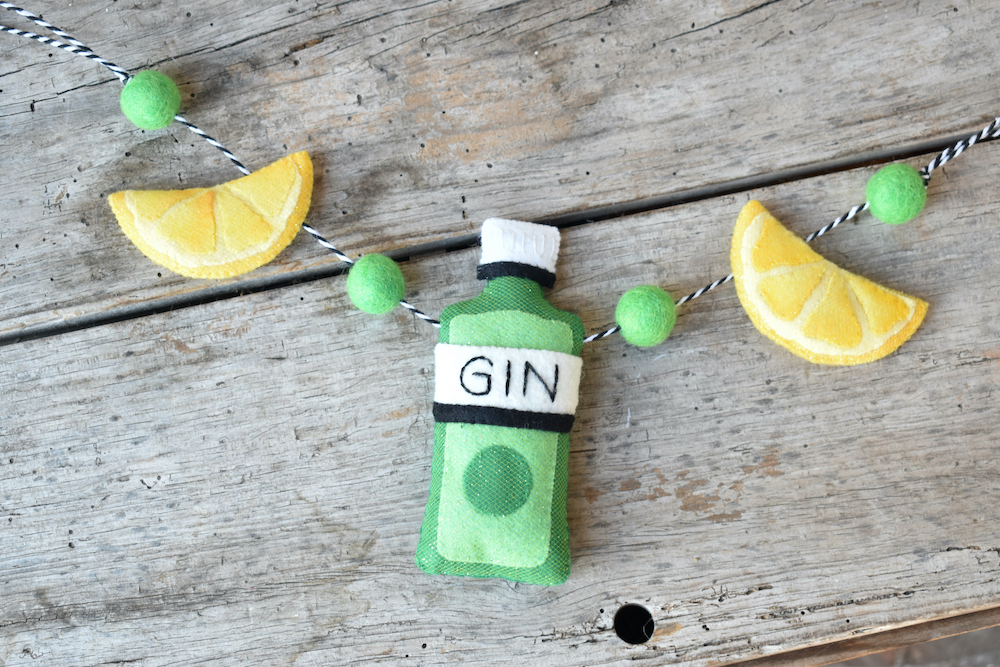 Gin and Lemon, Gin Shelf Bunting Sewing Kit